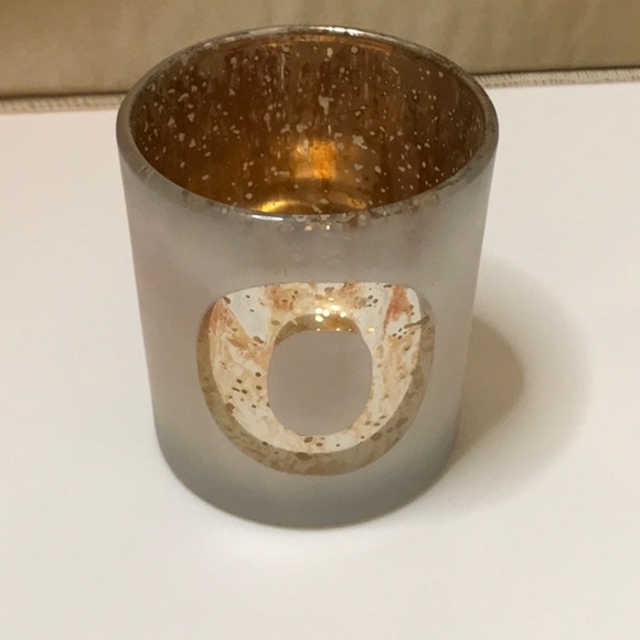 CANDLE GLASS VOTIVE HOLDER SET OF 3 SPELLS J0Y GOLD AND SILVER SPARKLE.  FROSTED - Picture 3 of 9